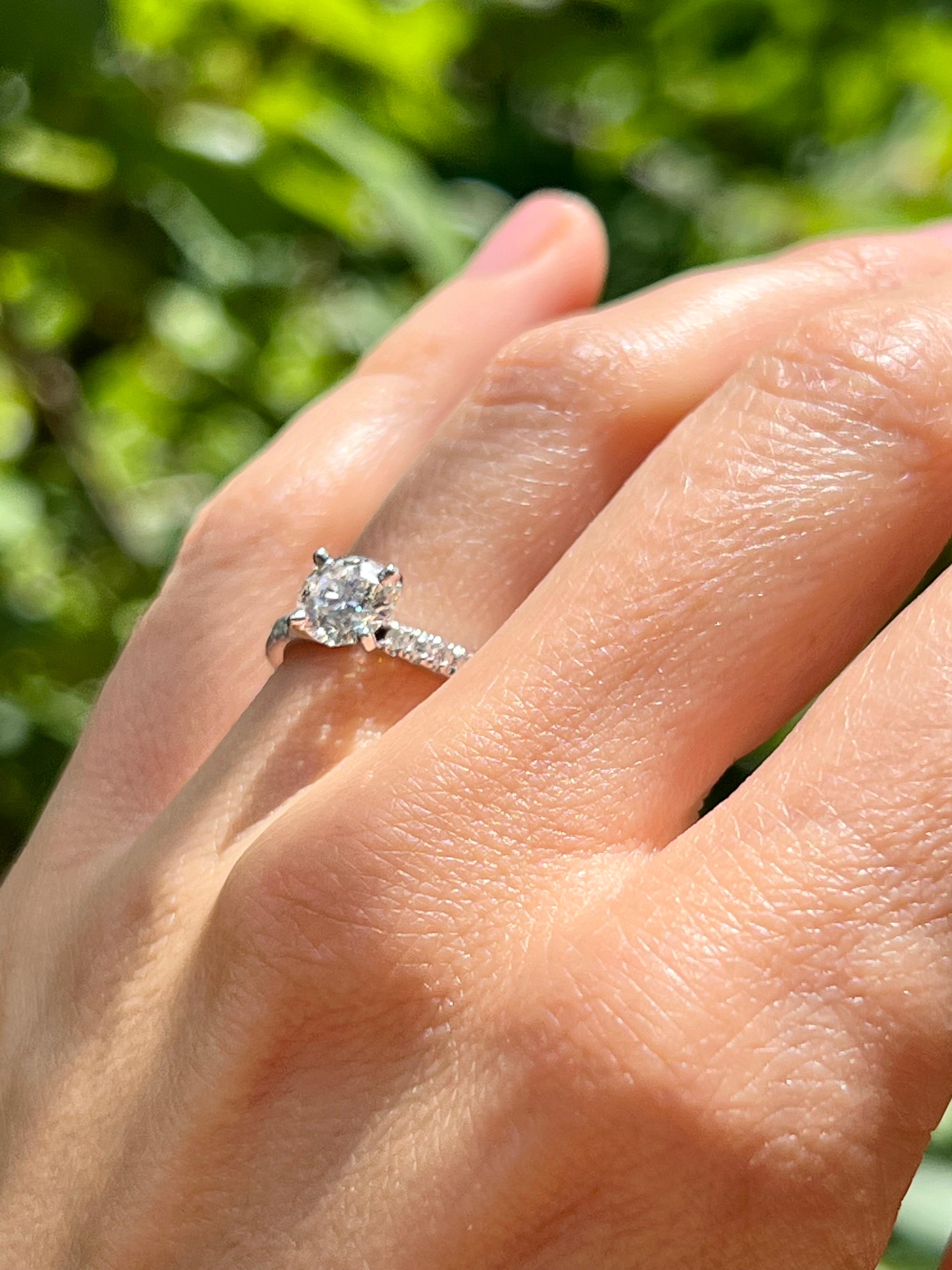 da uomo o donna Anello di fidanzamento con diamante GIA da 1,27 carati di peso totale in oro 14 carati