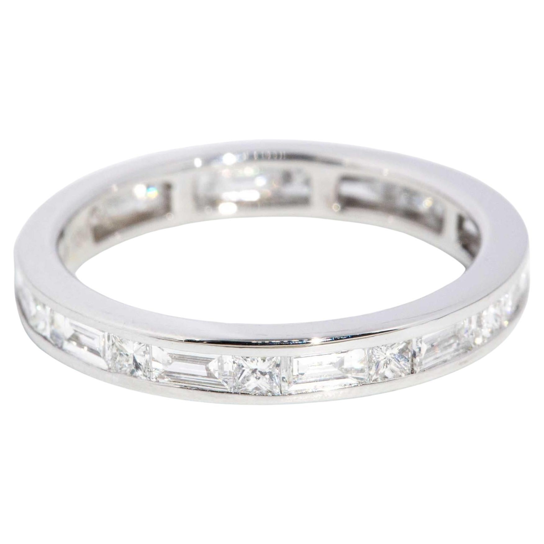 Contemporary Diamond Eternity Band Ring 18 Carat White Gold