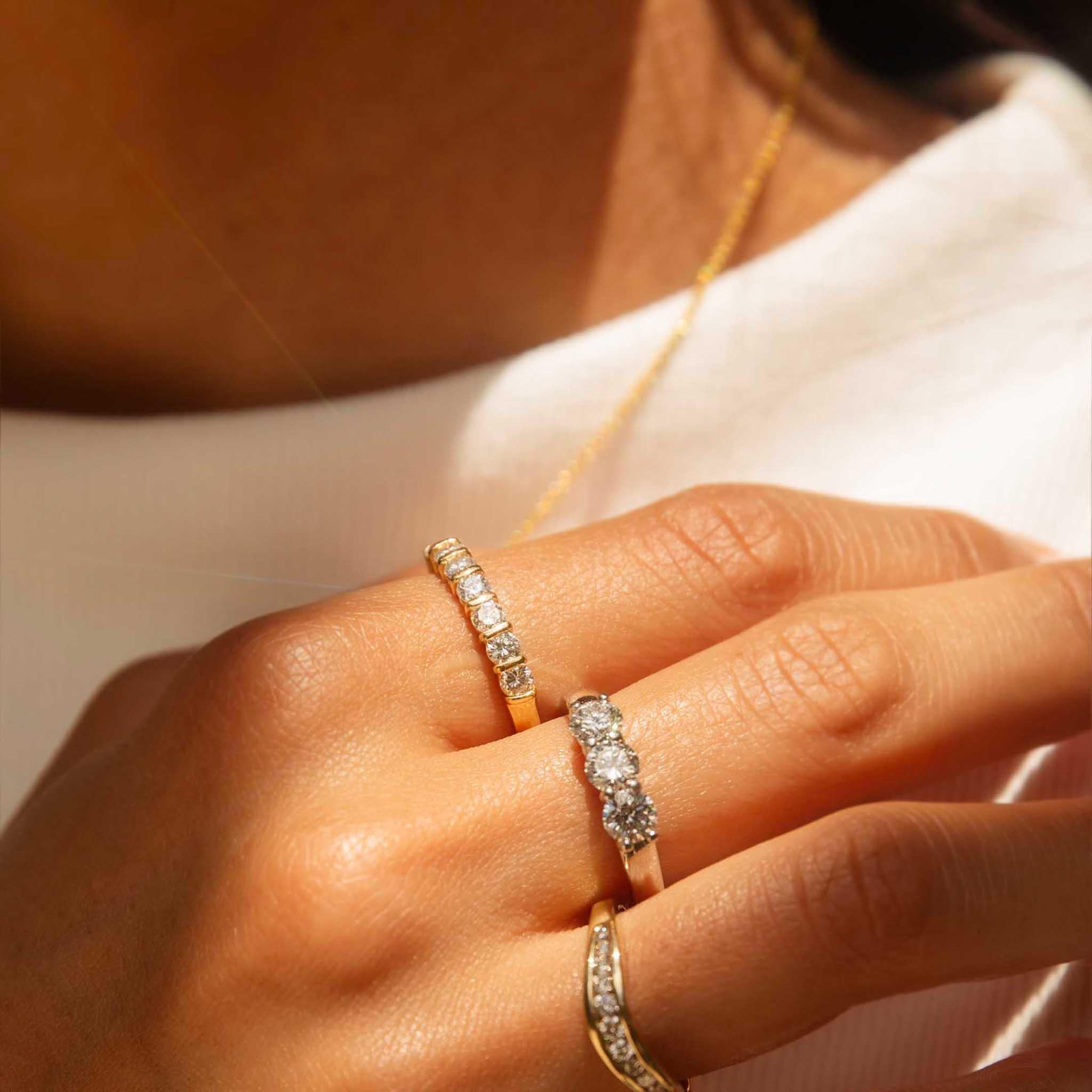 Contemporary Round Brilliant Diamond Eternity Ring 18 Carat Yellow Gold 3