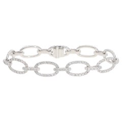 Bracelet à maillons fantaisie en or blanc et diamants contemporains