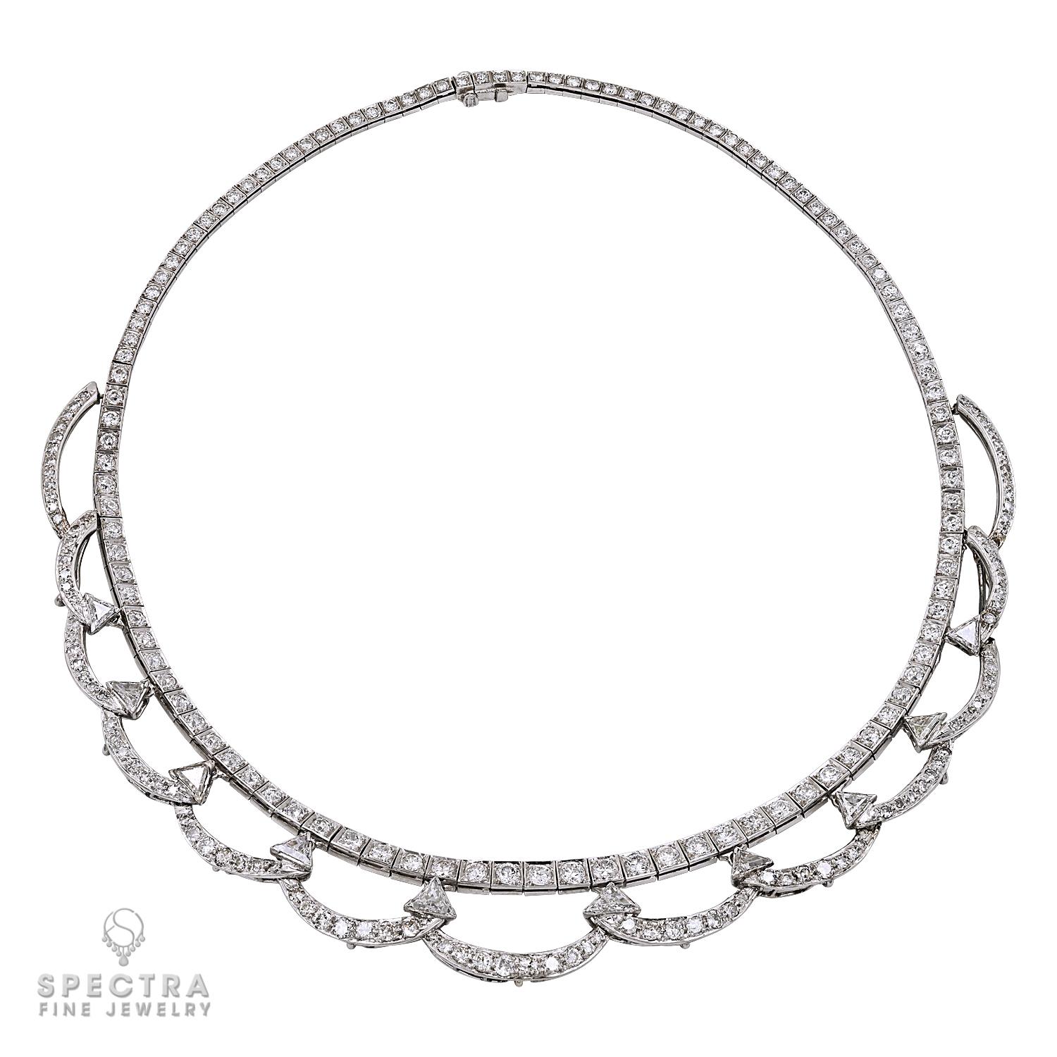 Round Cut Contemporary Diamond Festoon Collar Necklace