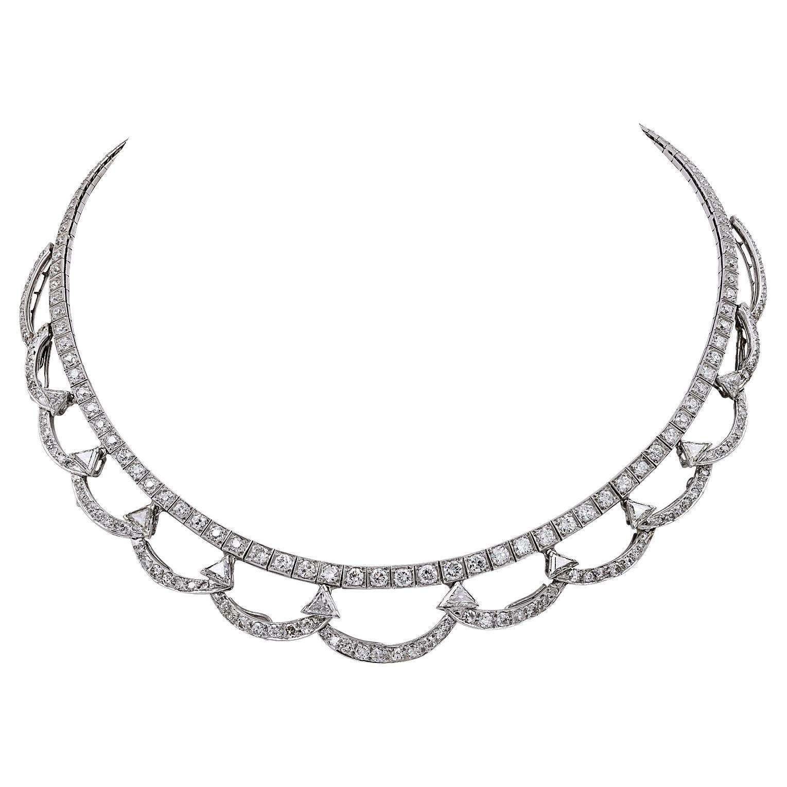 Contemporary Diamond Festoon Collar Necklace