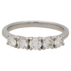  Contemporary Diamond Five Stone Ring Set in Platinum