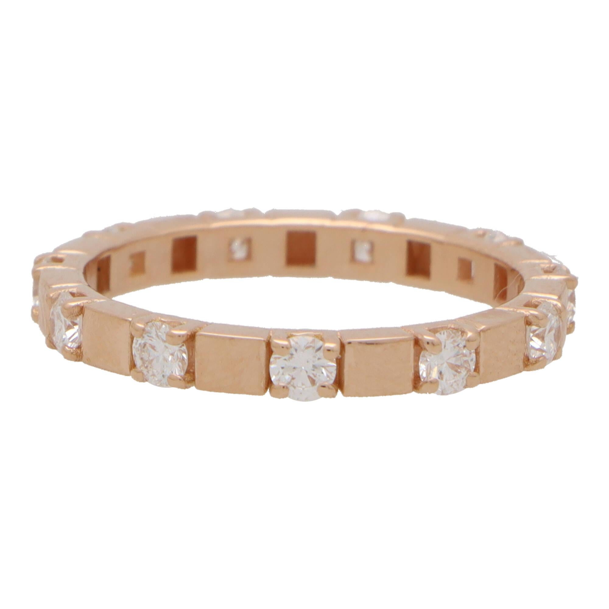 Modern Contemporary Diamond Full Eternity Ring in 18k Rose Gold For Sale