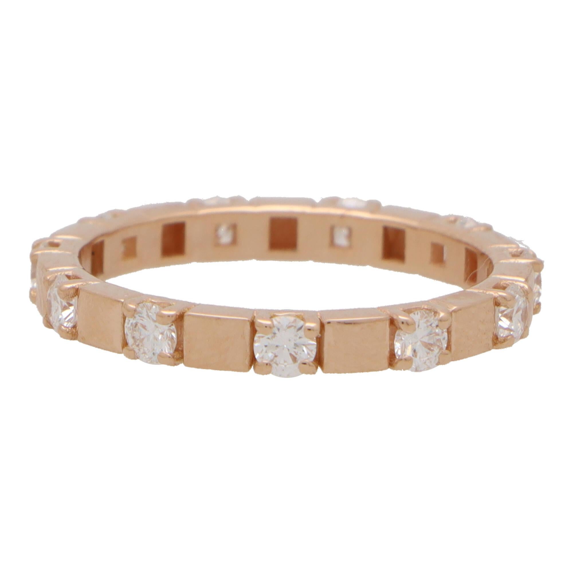 Anillo de Diamante Contemporáneo en Oro Rosa de 18k