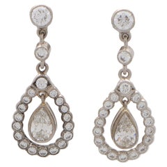 Contemporary Diamond Garland Drop Earrings Set in 18k White Gold