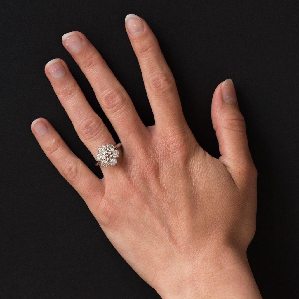 Brilliant Cut Contemporary Diamond 18 Karat White Gold Cluster Ring For Sale