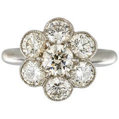 Contemporary Diamond 18 Karat White Gold Cluster Ring