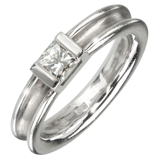 Contemporary Diamond Groove Ring in Platinum, by Gloria Bass For Sale