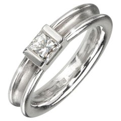 Used Contemporary Diamond Groove Ring in Platinum, by Gloria Bass