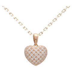 Contemporary Diamond Heart Pendant Charm in 18k Rose Gold