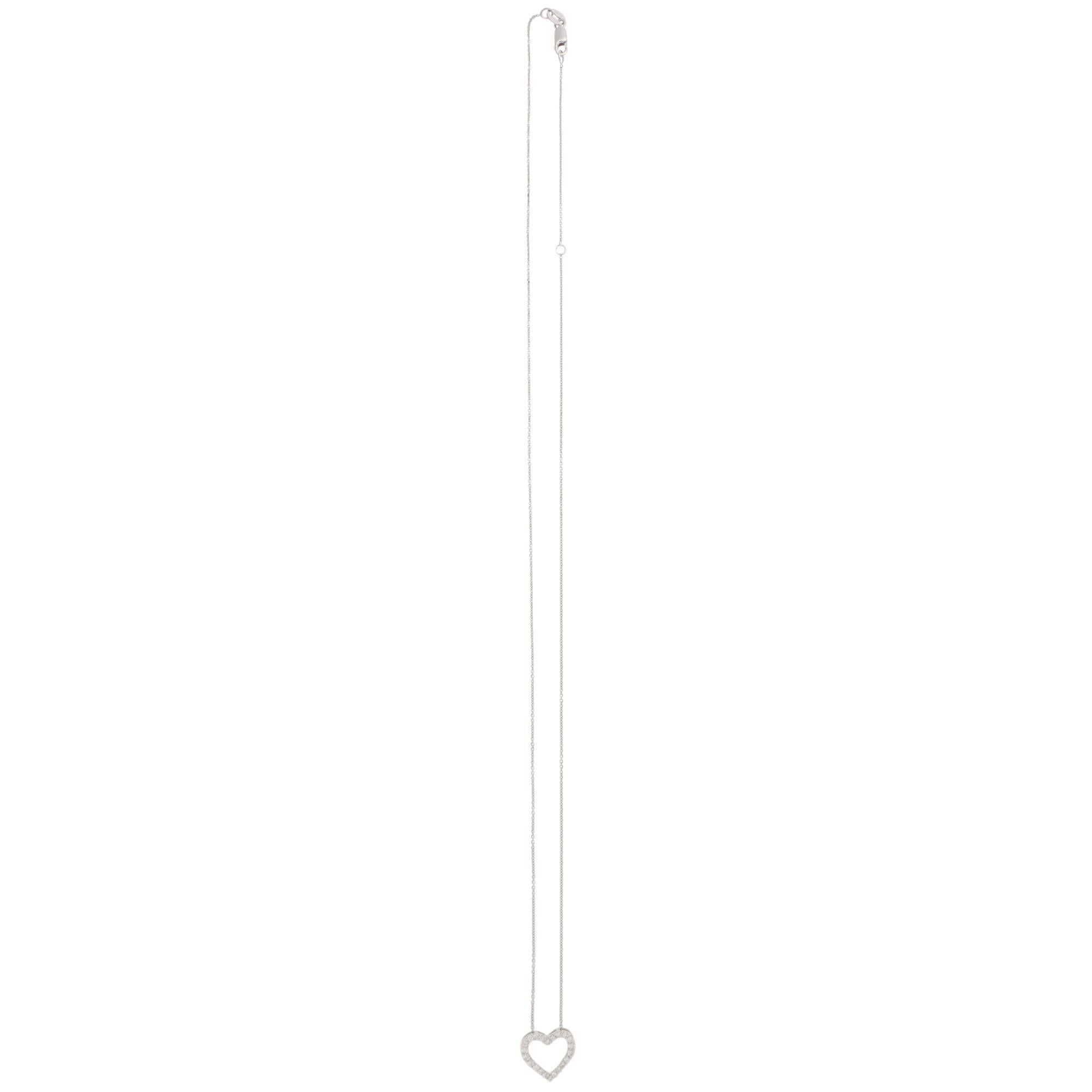 Modern Contemporary Diamond Heart Pendant Necklace in Platinum For Sale