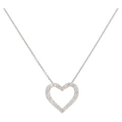 Contemporary Diamond Heart Pendant Necklace in Platinum