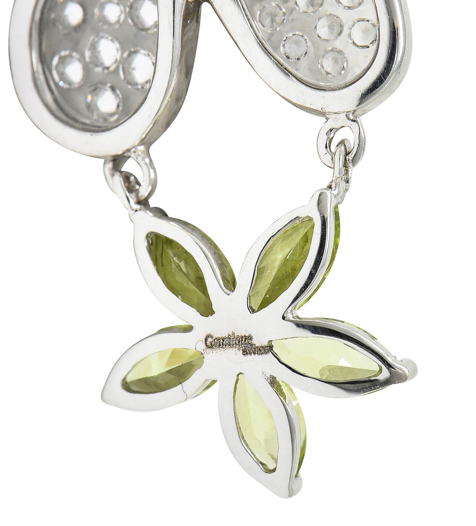 Contemporary Diamond Multi-Gem 18K Gold Flower Butterfly Pendant Necklace For Sale 2