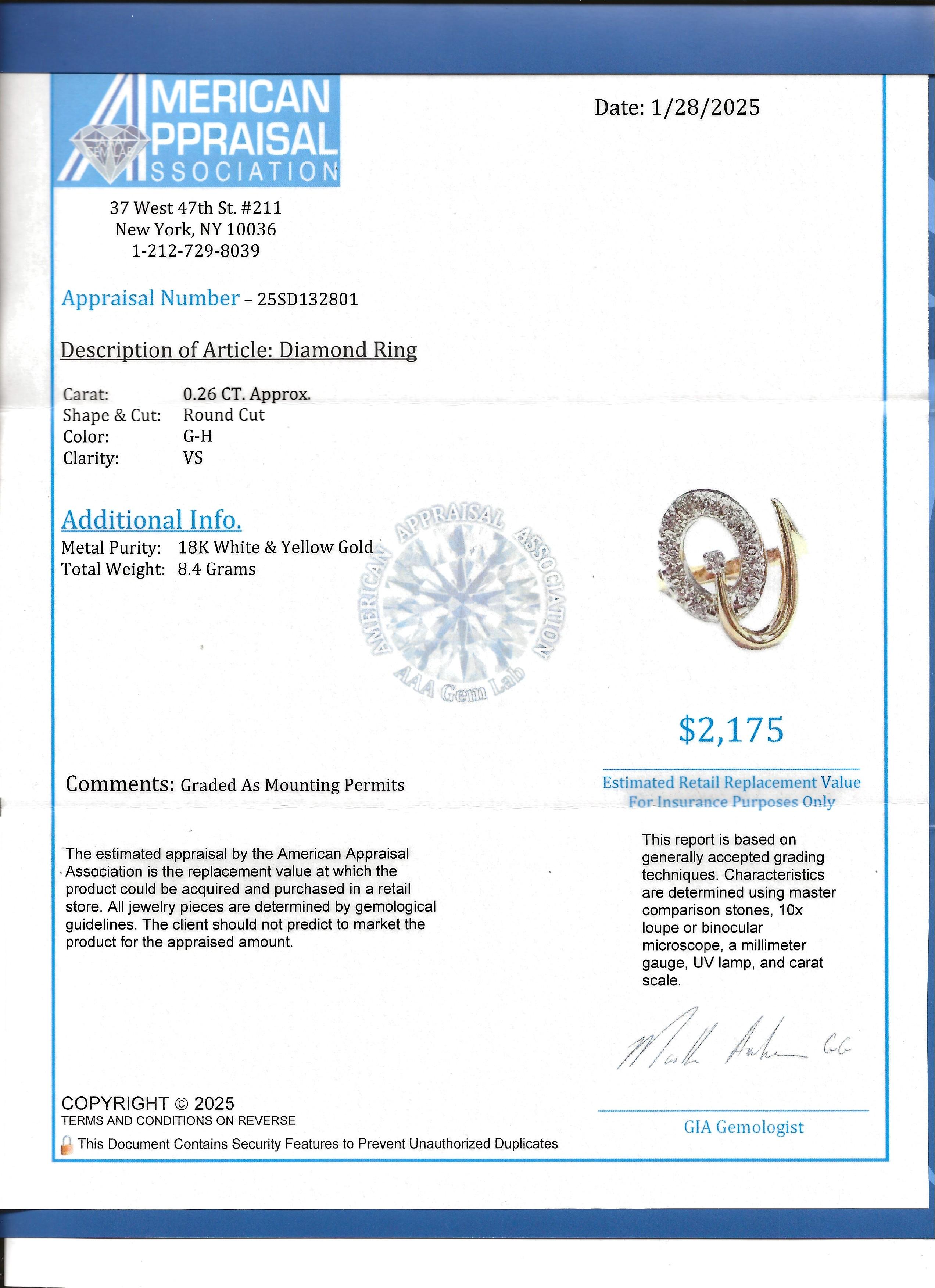 Contemporary Diamond Open Loop Motif Cocktail Ring in Two-Tone 18 Karat Gold For Sale 8