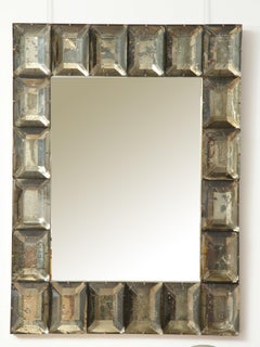 Contemporary Diamond Pattern Murano Smoked Glass Mirror, in Stock