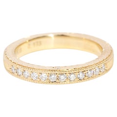 Contemporary Diamond Patterned Engraved Milgrained Band 18 Carat Yellow Gold