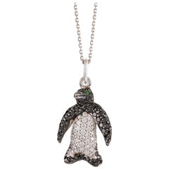 Rosior one-off Diamond and Tsavorite "Pinguin" Pendant Necklace in White Gold