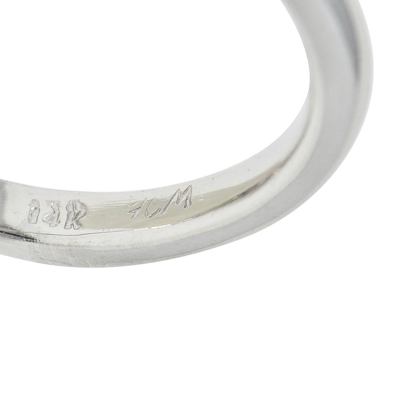 Contemporary Diamond Pink Sapphire 18 Karat White Gold Stacking Band Ring For Sale 2