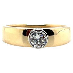 Contemporary Diamond Platinum and Gold Engagement Ring