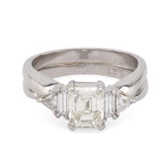 Contemporary diamond platinum engagement double band ring