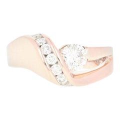 Contemporary Diamond Ring, 14 Karat Rose Gold Round Brilliant .78 Carat