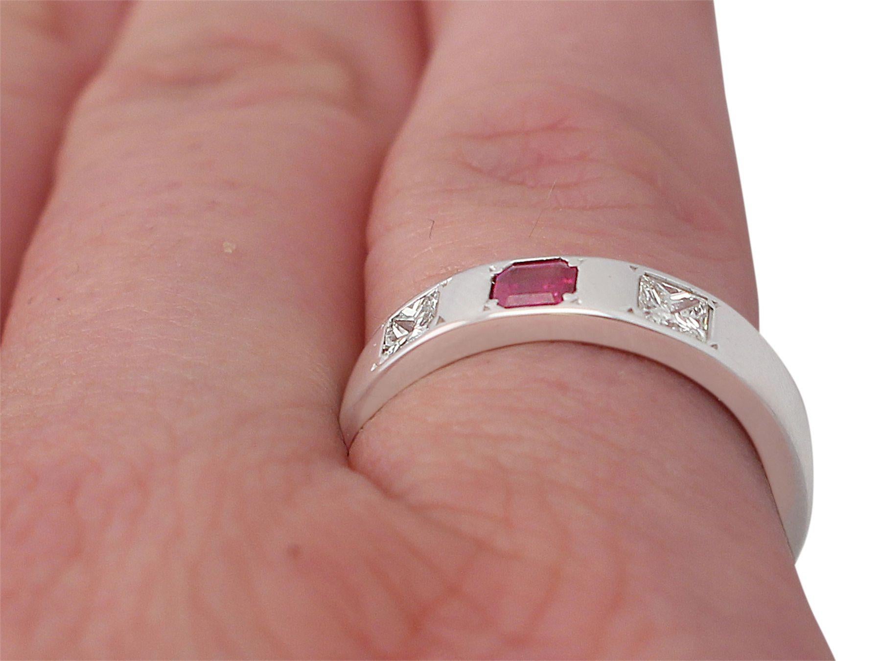 Diamond and Ruby White Gold Band Ring 2