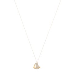 Contemporary Diamond Sailing Boat Pendant Necklace in Yellow Gold