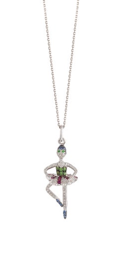 Rosior one-off Diamond, Sapphire and Tsavorite "Ballerina" Pendant Necklace