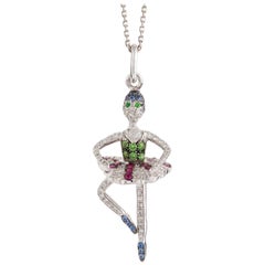 Rosior one-off Diamond, Sapphire and Tsavorite "Ballerina" Pendant Necklace 