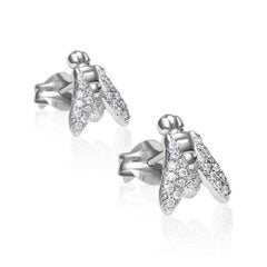 Contemporary Diamond-Set Earrings in White Gold 18K