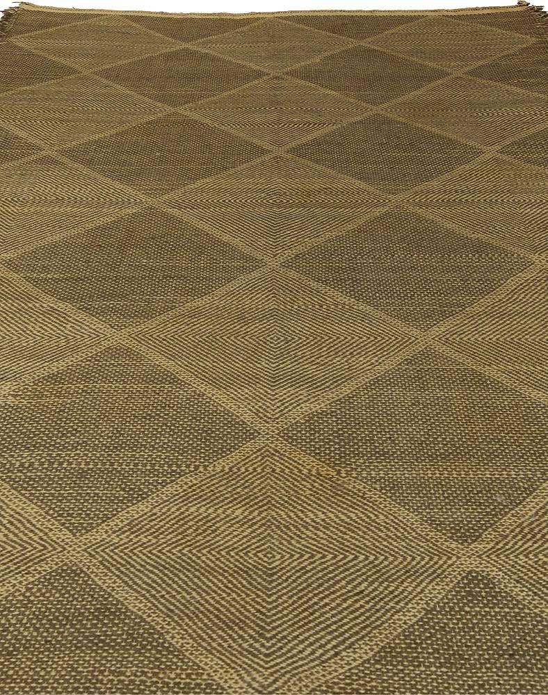 Modern Contemporary Diamond Shaped Brown and Beige Flat-Weave Rug by Doris Leslie Blau For Sale