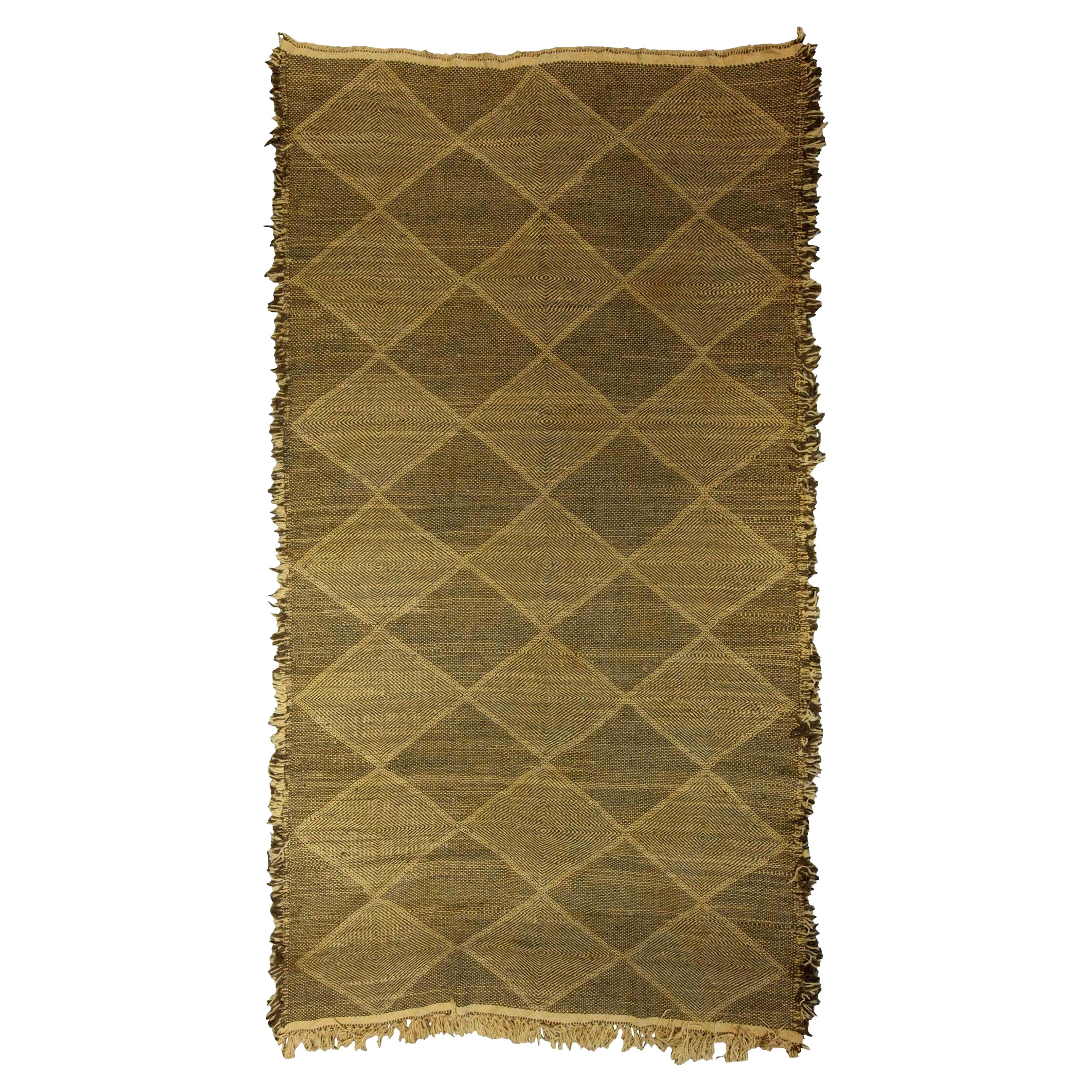 Contemporary Diamond Shaped Brown and Beige Flat-Weave Rug by Doris Leslie Blau For Sale