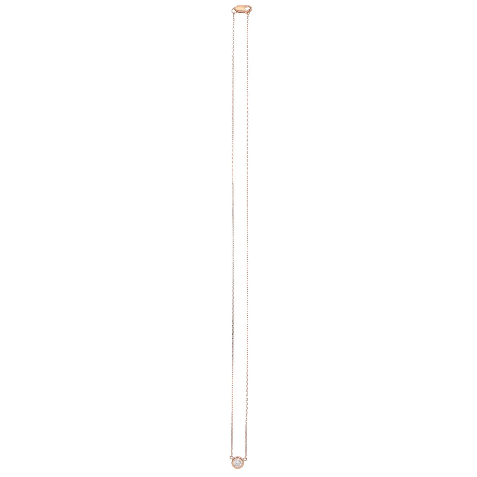 Modern Contemporary Diamond Solitaire Necklace in Rose Gold
