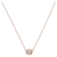 Collar Solitario de Diamantes Contemporáneo en Oro Rosa