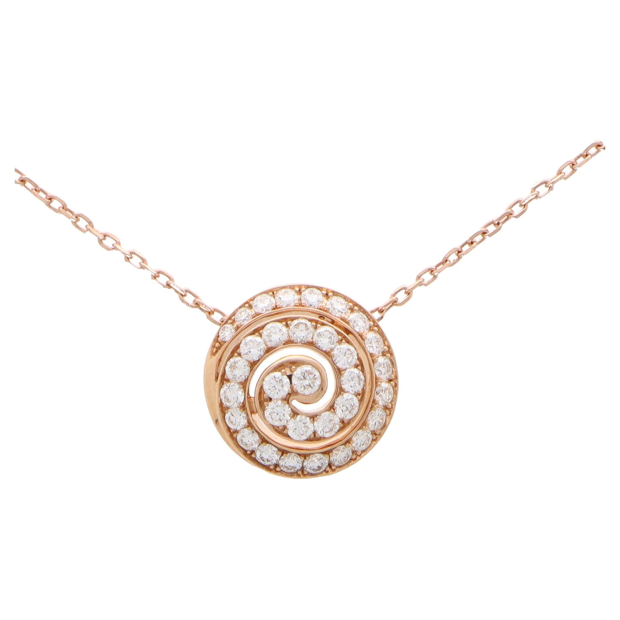 Collar Colgante Contemporáneo Remolino de Diamantes en Oro Rosa de 18k