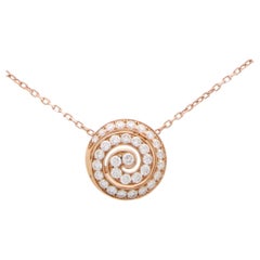 Contemporary Diamond Swirl Pendant Necklace in 18k Rose Gold
