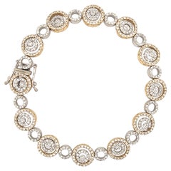 Contemporary Diamond Swirling Bracelet Two Tone Gold 14k