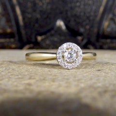Contemporary Diamond Target Ring in 9ct Yellow Gold