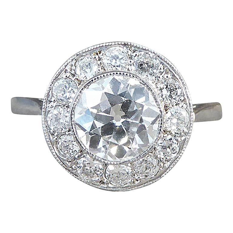 Contemporary Diamond Target Ring Modelled in 18 Carat White Gold and