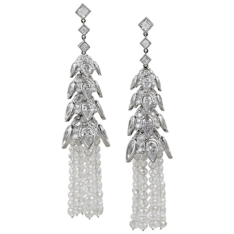Contemporary Diamond Tassel Earrings For Sale (Free Shipping) at 1stDibs