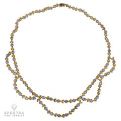 Contemporary 13ct Diamond Two-Tone Gold Festoon Necklace, USA