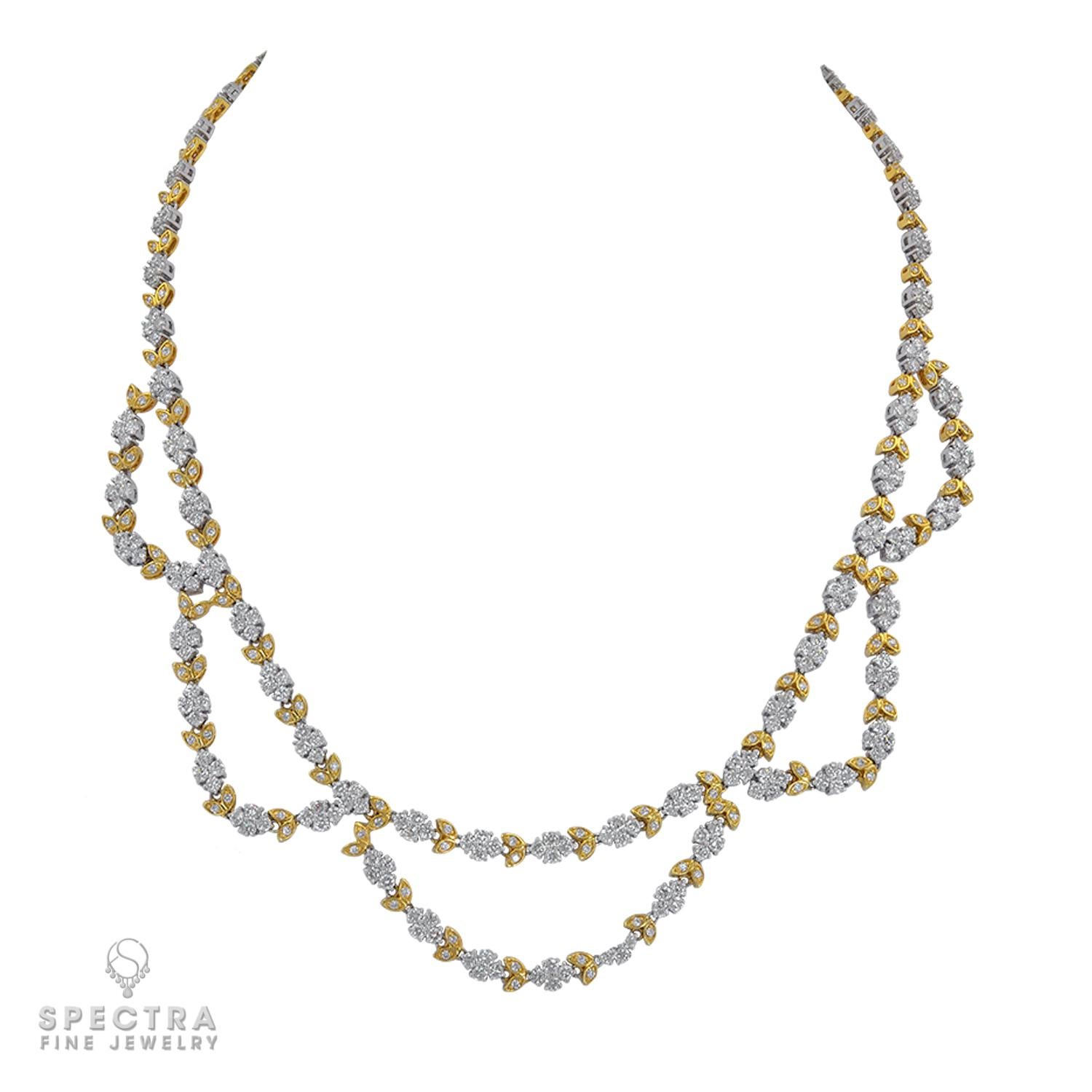 Contemporary Diamond 18k Two-Tone Gold Necklace In New Condition For Sale In New York, NY