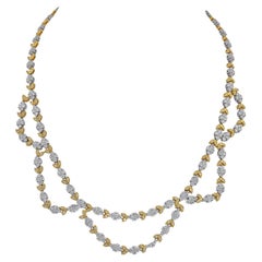 Contemporary Diamond 18k Two-Tone Gold Necklace