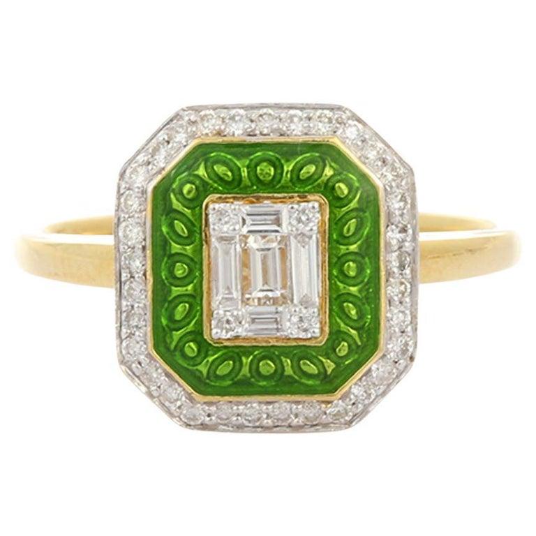 For Sale:  Contemporary Diamond Wedding Ring Gift for Her in 18k Solid Yellow Gold 10