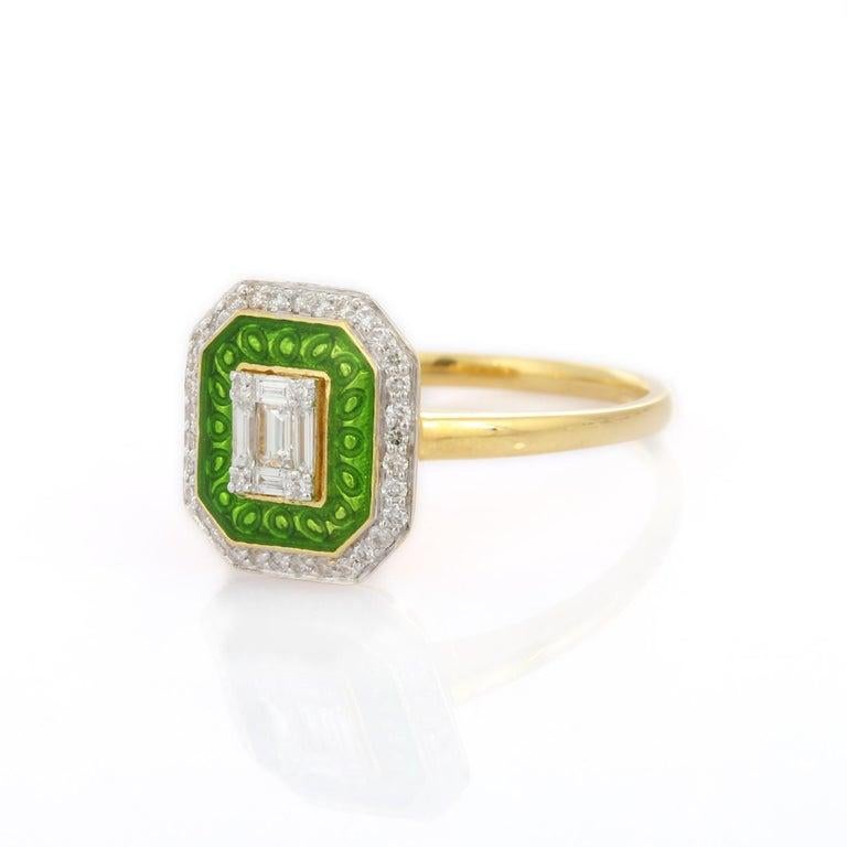 For Sale:  Contemporary Diamond Wedding Ring Gift for Her in 18k Solid Yellow Gold 11
