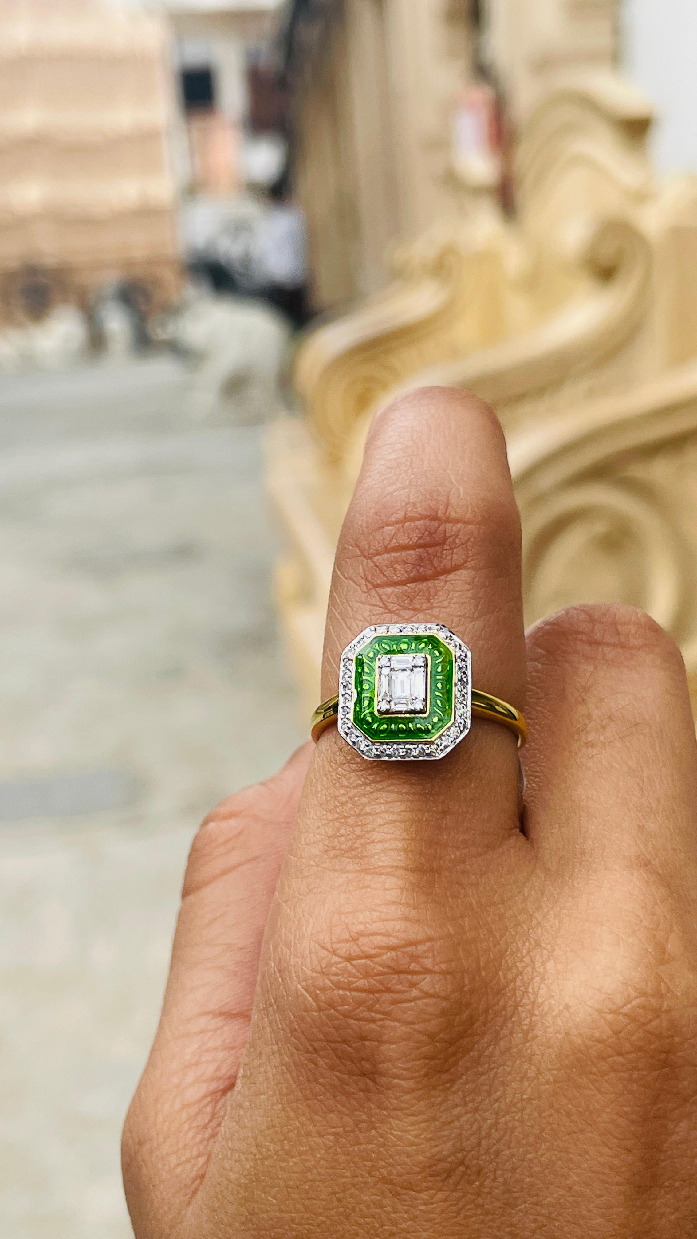 For Sale:  Contemporary Diamond Wedding Ring Gift for Her in 18k Solid Yellow Gold 2