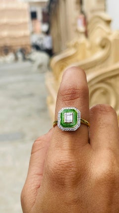 Contemporary Diamond Wedding Ring Gift for Her in 18k Solid Yellow Gold