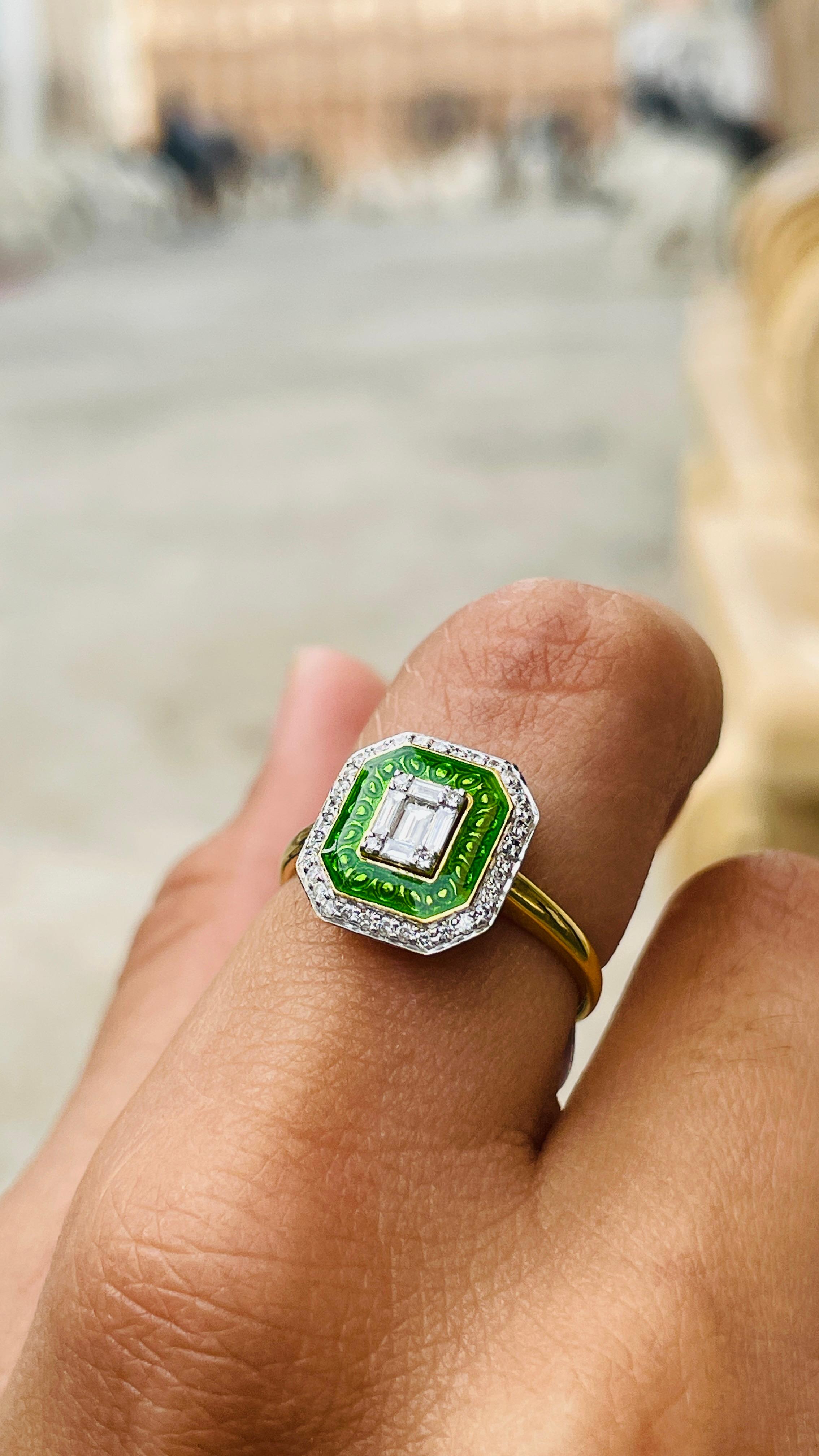 For Sale:  Contemporary Diamond Wedding Ring Gift for Her in 18k Solid Yellow Gold 6