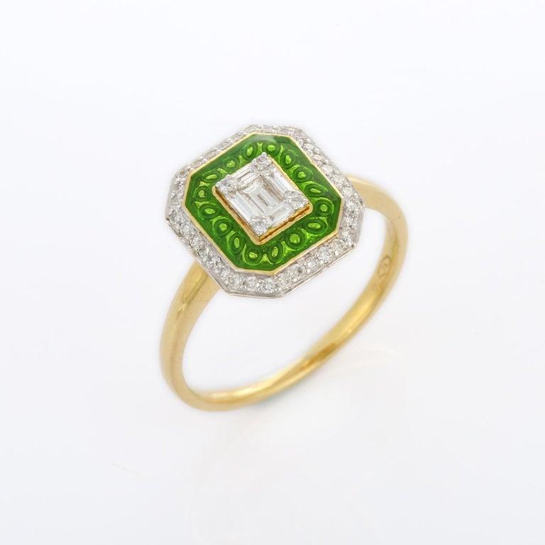 For Sale:  Contemporary Diamond Wedding Ring Gift for Her in 18k Solid Yellow Gold 7